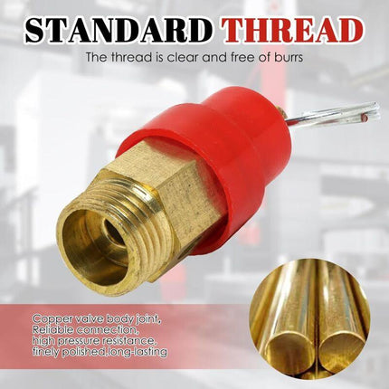 Air Compressor Safety Valve 115 PSI G1/4 Male Red Capsule 1pc Compatible with Various Brands.