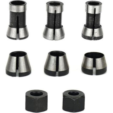 Router Collet Set of 6 - 6mm 6.35mm 8mm Countersunk Milling Chuck Collet Adapter.