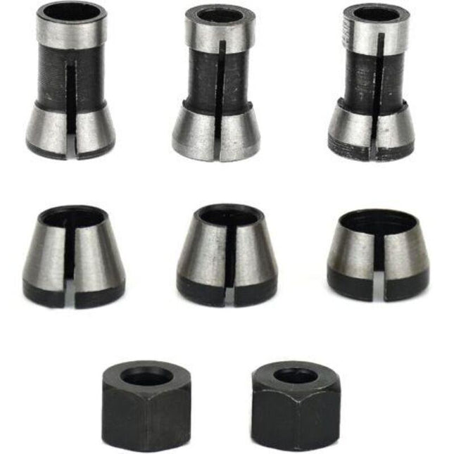 Router Collet Set of 6 - 6mm 6.35mm 8mm Countersunk Milling Chuck Collet Adapter.