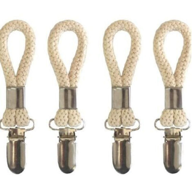 Metal Towel Clamps 5-Pack Kitchen Bathroom Towel Hooks with Braided Cotton Holder for Dishcloths.
