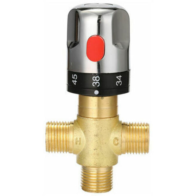Brass Adjustable Thermostatic Bathroom Faucet Water Mixer Valve with Temperature Control for Hot and Cold Water.