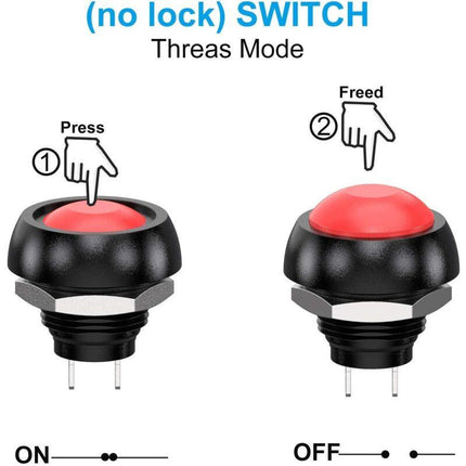 Waterproof Momentary Push Button Switch SPST 12mm ON/OFF Compatible with Car Horn PC Lamp Doorbell 12pcs 3A 3-230VAC.