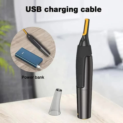 Electric Nose Hair Trimmer Men Portable USB Charging Waterproof Safe Clean Ultra-thin Precision and Ear Trimmer.