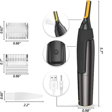 Electric Nose Hair Trimmer Men Portable USB Charging Waterproof Safe Clean Ultra-thin Precision and Ear Trimmer.