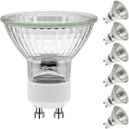 GU10 Halogen Bulbs 50W 220V 2700K Warm White 35 Degree Beam Angle 6-Pack.
