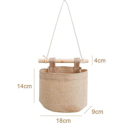 Hanging Storage Bag with Pockets 3 Layers Cotton Linen Canvas Hanging Storage Bag on Wall Door Organizer for Bedroom Bathroom.