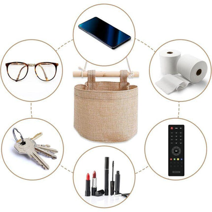 Hanging Storage Bag with Pockets 3 Layers Cotton Linen Canvas Hanging Storage Bag on Wall Door Organizer for Bedroom Bathroom.