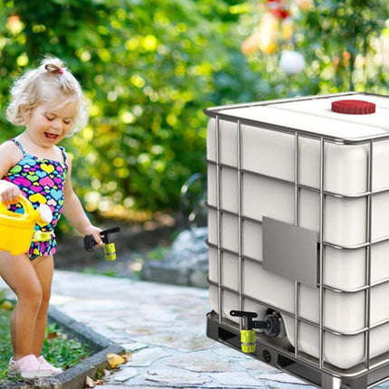 1000L Plastic Tank Faucet with Garden Hose Connector, IBC Tank Faucet Adapter, 3/4 Inch Thread Connection for Rainwater Collector, Fuel Tank.