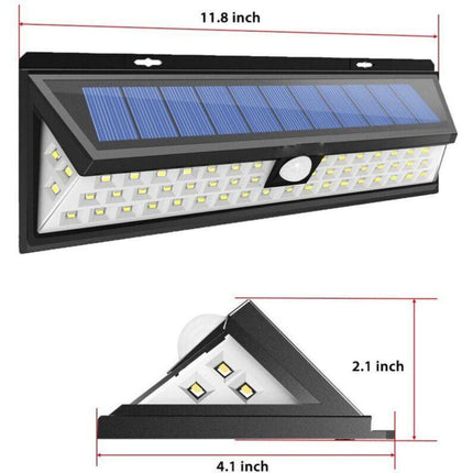 Solar Wall Light - 118 LED Solar Lamp 1000 Lumen Wall Light PIR Motion Sensor IP65 Waterproof Outdoor Garden..DEBUNS.