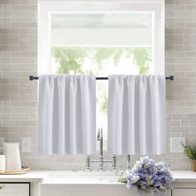 White Blackout Short Curtains 2 pieces 132x46cm.