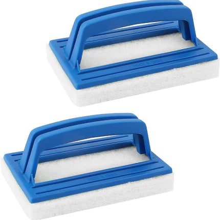 Pool Wall Brush, Sponge Pool Scrubbing Brush, 2-Piece Set, White, with Handle for Hot Tub and Pool Cleaning.