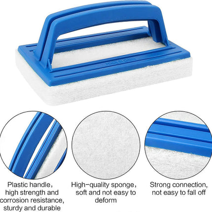 Pool Wall Brush, Sponge Pool Scrubbing Brush, 2-Piece Set, White, with Handle for Hot Tub and Pool Cleaning.
