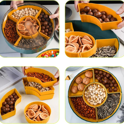Compatible with Oral-B Plastic Snacks Bowl with Lid Flat Storage Box Candy Tray for Nuts Cookies Candy 3 Compartments.