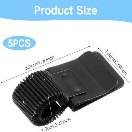 5Pcs Pen Loop Holder, Black Pen Clip Board Holders, Metal Pen Holder Clips with Adjustable Spring Loop, Pen Pencil Holder Organizer, for Notebook and Clipboard in Home, Office, Pocket.