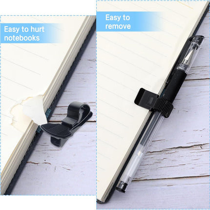 5Pcs Pen Loop Holder, Black Pen Clip Board Holders, Metal Pen Holder Clips with Adjustable Spring Loop, Pen Pencil Holder Organizer, for Notebook and Clipboard in Home, Office, Pocket.