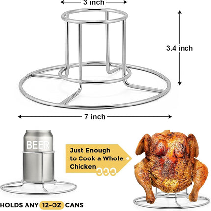 2-Pack Beer Can Chicken Holder for Grill Smoker Oven, Vertical Stainless Steel Beer Butt Chicken Stand for Whole Chicken Roaster, Food Grade & Non-Toxic Rack for Tender and Juicy Chicken.