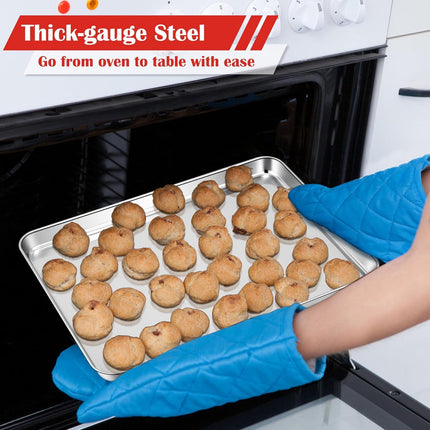 Cookie Sheet for Baking, 18”x13” Stainless Steel Baking Sheet Pan for Oven, Large Non Toxic Metal Baking Tray for Cake Cookies, Healthy & Rust Free, Mirror Finish & Dishwasher Safe, 1 Pack.