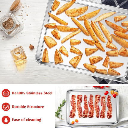 Cookie Sheet for Baking, 18”x13” Stainless Steel Baking Sheet Pan for Oven, Large Non Toxic Metal Baking Tray for Cake Cookies, Healthy & Rust Free, Mirror Finish & Dishwasher Safe, 1 Pack.