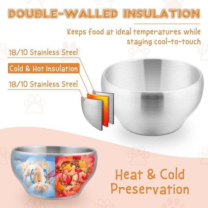Stainless Steel Bowls for Kids-6 Pack, 12OZ Double Walled Baby Toddler Bowls for Baby Food/Cereal/Snack, 18/10 Non-Toxic Metal & Unbreakable, Dishwasher Safe.