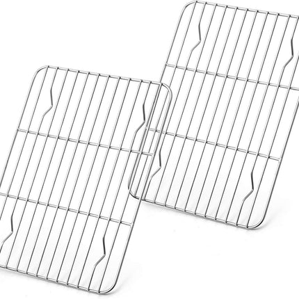 Small Baking Rack Set of 2, Stainless Steel Metal Roasting Cooking Racks, Size – 8.6"x6.2", Non Toxic & Rust Free, Fit for Small Toaster Oven, Dishwasher Safe