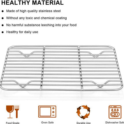 Small Baking Rack Set of 2, Stainless Steel Metal Roasting Cooking Racks, Size – 8.6"x6.2", Non Toxic & Rust Free, Fit for Small Toaster Oven, Dishwasher Safe.
