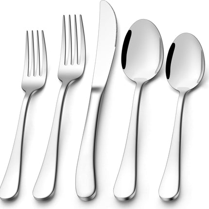 Heavy Duty Silverware Set for 8, 40-Piece Stainless Steel Flatware Cutlery Set, Thick Metal Eating Utensils Including Forks and Spoons Knife, Heavy Weight & Mirror Finish, Dishwasher Safe.