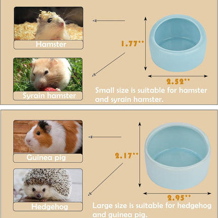 4 Pack Small Hamster Food Bowl Ceramic Guinea Pig Food Dish No Spill Hamster Food and Water Bowl Small Animal Food Bowl for Chinchilla Hedgehog Hamster Gerbil - Pink Blue Yellow and Green.