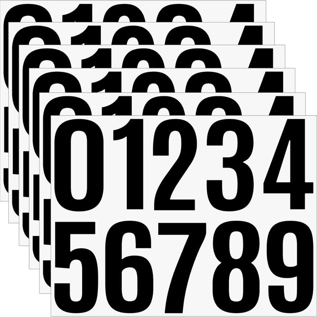 4 Inch Large Vinyl Number Stickers - 6 Sheets Mailbox Address Numbers for House - Self Adhesive 1-10 for Door, Trash Cans, Cars, Signs, Party Decor (Black).