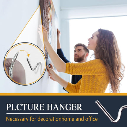 Picture Hanger Super Hook 20PCS,High-Quality Steel Picture Hanger Hercules Hooks,Used for Drywall, Wood Wall, Plaster Wall, can Hang Photos, Art, Clock, Mirror..