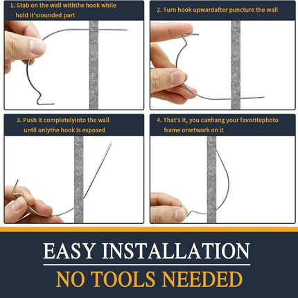 Picture Hanger Super Hook 20PCS,High-Quality Steel Picture Hanger Hercules Hooks,Used for Drywall, Wood Wall, Plaster Wall, can Hang Photos, Art, Clock, Mirror..