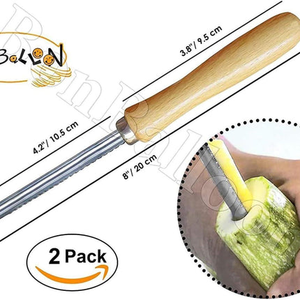 Zucchini Squash Vegetable Corer 2 pcs Corers Stainless Steel Core Remover Tool Kitchen Stuffed Vegetables Veggies Seed Remover Remove Seeds Eggplant Cucumber 8" Long Coring Tools Gadgets Drill.