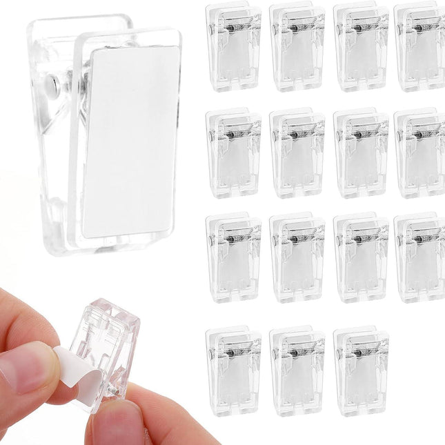 15 Pcs Tapestry Wall Hanging Clips, Self Adhesive Clips Wall Clips Poster Hanger Shower Curtain Clips Double-Sided Adhesive Spring Clips for Blanket Poster Clothing Wall Flag (Clear).