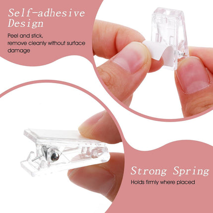 15 Pcs Tapestry Wall Hanging Clips, Self Adhesive Clips Wall Clips Poster Hanger Shower Curtain Clips Double-Sided Adhesive Spring Clips for Blanket Poster Clothing Wall Flag (Clear).