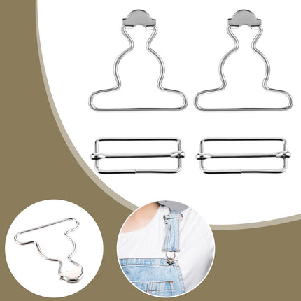 2PCS Jean Overalls Overall Buckles Adjustable Bib Clips No-Sew Button for Overall Bib Pants overalls Jeans Jacket.