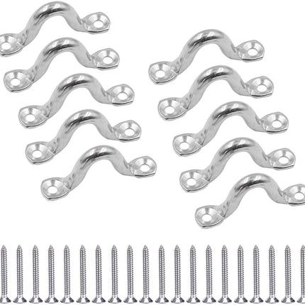 10Pcs M8 316 Stainless Steel Bimini Boat Top PAD Eye, Eye Straps, Tie Down, Kayak Deck Loops, Tie Down Anchor Point, Footman's Loop for Kayak Canoe Rigging.
