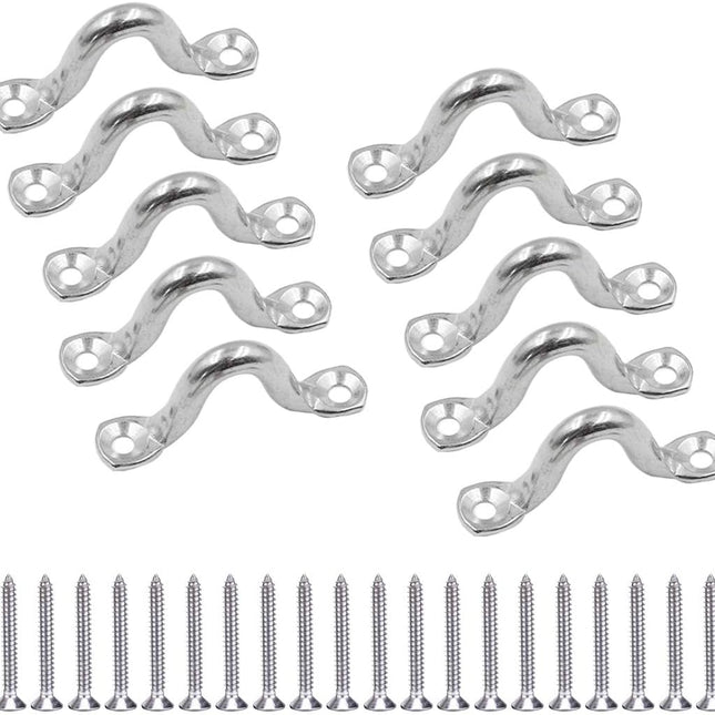 10Pcs M8 316 Stainless Steel Bimini Boat Top PAD Eye, Eye Straps, Tie Down, Kayak Deck Loops, Tie Down Anchor Point, Footman's Loop for Kayak Canoe Rigging.
