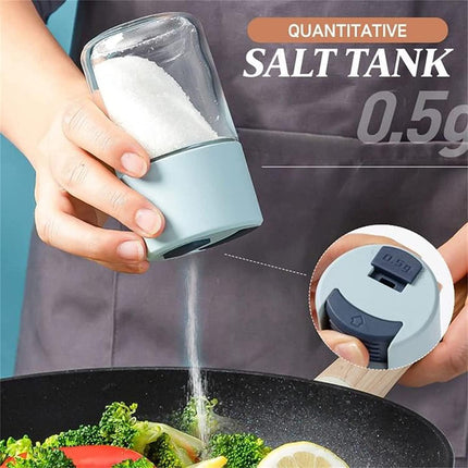 Metering Salt Shaker, Glass Metered Salt Dispenser, Press Type Quantitative Salt Glass Seasoning Bottle, Can Spice Salt Cumin Powder Pepper Shakers BBQ Condiment Seasoning Bottle (Green).
