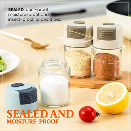 Metering Salt Shaker, Glass Metered Salt Dispenser, Press Type Quantitative Salt Glass Seasoning Bottle, Can Spice Salt Cumin Powder Pepper Shakers BBQ Condiment Seasoning Bottle (Green).