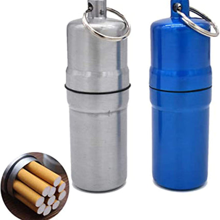 Cigarette Box, Aluminum Alloy Cigarette Case, Airtight Smell Proof Container, Cylinder Sealed Portable Waterproof Unique Birthday for Women Men 2pcs.