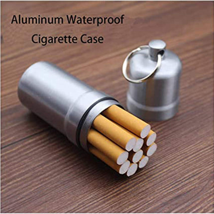 Cigarette Box, Aluminum Alloy Cigarette Case, Airtight Smell Proof Container, Cylinder Sealed Portable Waterproof Unique Birthday for Women Men 2pcs.