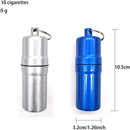 Cigarette Box, Aluminum Alloy Cigarette Case, Airtight Smell Proof Container, Cylinder Sealed Portable Waterproof Unique Birthday for Women Men 2pcs.