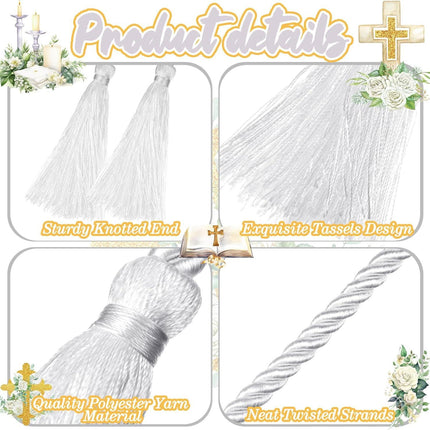 153 Inch Cincture Clergy Rope with Tassels Monks Religious Rites Celebrating Masses Alba Robes Vestments Ceremonial Decor of Christian Denominations for Priest Deacon Altar Server (White).