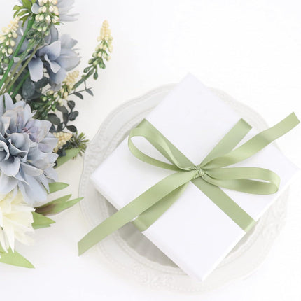 Sage Ribbon 1/2 Inch Sage Green Satin Ribbon Green Silk Ribbon for Wedding Decor Thin Sage Green Ribbon for Gift Wrapping Hair Ribbon for Craft - 50Yards.