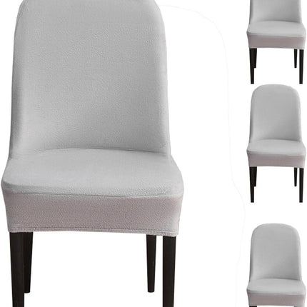 Curved Dining Room Chair Covers,Round Back Dining Chair Slipcovers, Curved Thick Plush Office Chair Covers Slipcovers, Wingback Dining Chair Covers Slipcovers Dining Room Chair Protectors(Silver gray,.