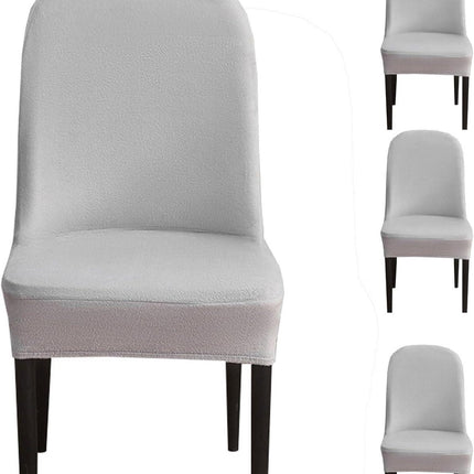 Curved Dining Room Chair Covers,Round Back Dining Chair Slipcovers, Curved Thick Plush Office Chair Covers Slipcovers, Wingback Dining Chair Covers Slipcovers Dining Room Chair Protectors(Silver gray,.
