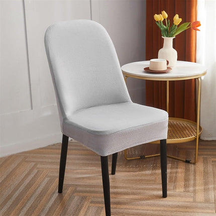 Curved Dining Room Chair Covers,Round Back Dining Chair Slipcovers, Curved Thick Plush Office Chair Covers Slipcovers, Wingback Dining Chair Covers Slipcovers Dining Room Chair Protectors(Silver gray,.