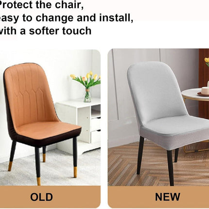 Curved Dining Room Chair Covers,Round Back Dining Chair Slipcovers, Curved Thick Plush Office Chair Covers Slipcovers, Wingback Dining Chair Covers Slipcovers Dining Room Chair Protectors(Silver gray,.
