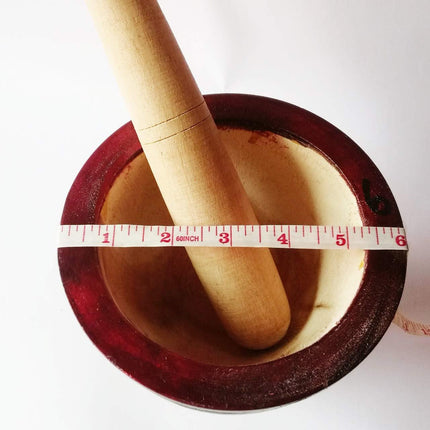 Wooden Mortar 6" Pestle Grinding Herb Garlic Papaya Salad Som Tum Thai Kitchen Tool 1 Set.