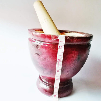 Wooden Mortar 6" Pestle Grinding Herb Garlic Papaya Salad Som Tum Thai Kitchen Tool 1 Set.