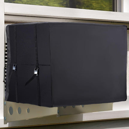 Air Conditioner Covers for Window Units - 3 Layers Insulation Outside AC Cover with Elastic Drawstring Metal Buckle Strap, Outdoor Winter Waterproof AC Canopy Sun Shade - 27.5 × 22.5 × 18.5 Inch.